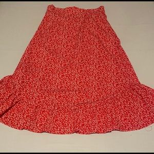 Red Floral knee Length skirt